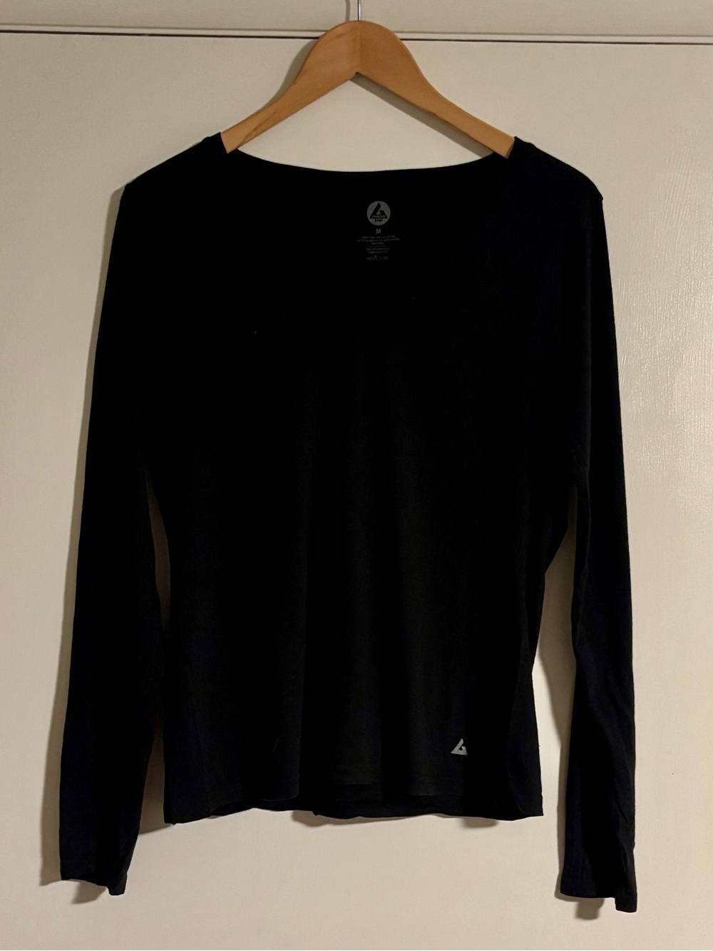 American Giant Women’s Long Sleeve Black Top - Lightweight Crewneck